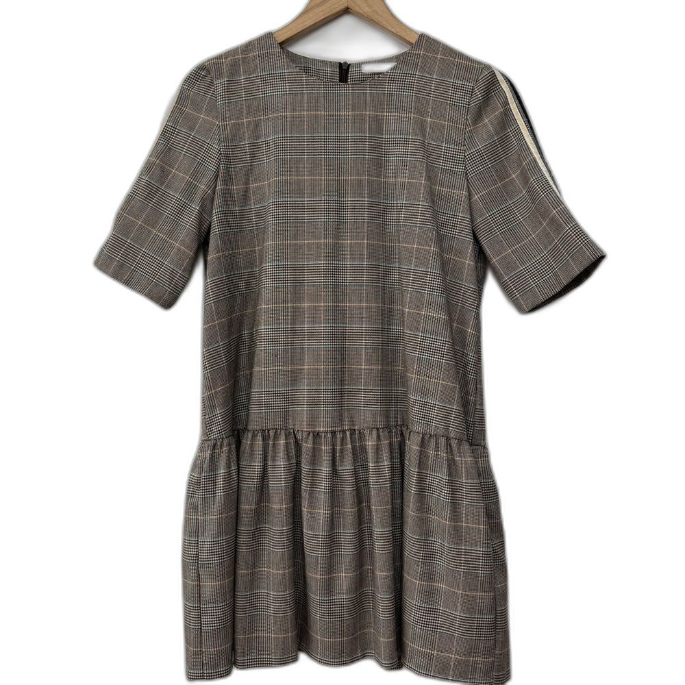 Zara Trafaluc Collection Plaid Houndstooth Crop Waist Dress Academia Size M